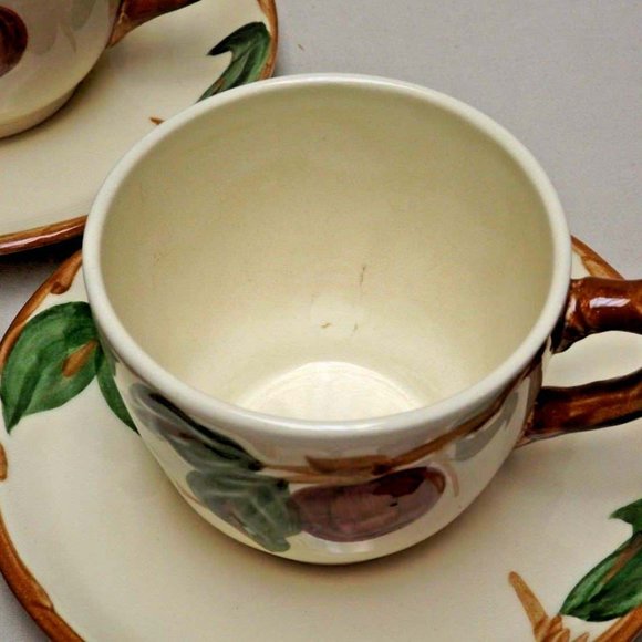 Franciscan Set of 3 Hand Painted Apple Flat Cups & Saucers Made in the USA - Picture 13 of 14